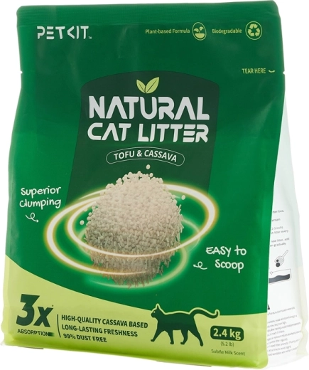 Petkit Natural kattenbakvulling - natuurlijke klontvormende kattenbakvulling (4× 2,4 kg)