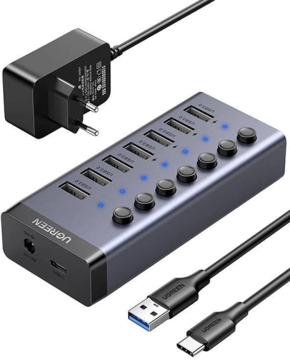 UGREEN USB-hub 7-in-1 USB-C met 7× USB 3.0 en snelladen - 1 stuk
