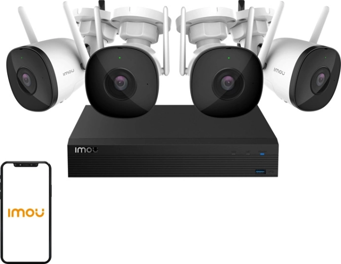 IMOU kit-pro Wi‑Fi camerasysteem met 4× Bullet 2C-camera en NVR met 1 TB