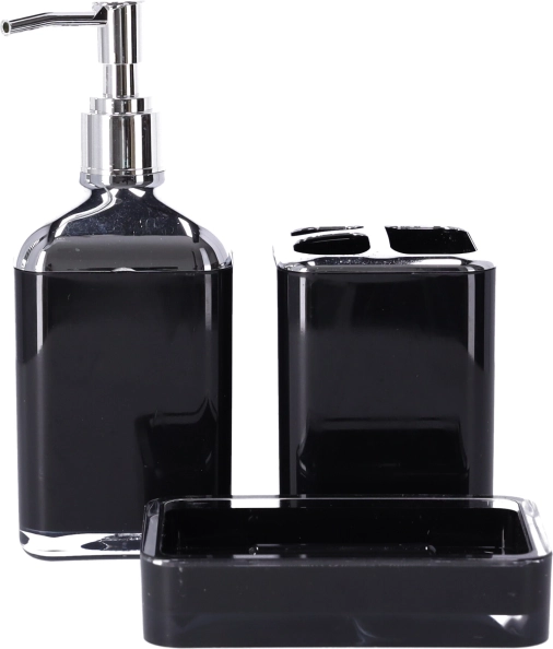 3-delige badkamerset BERRETTI, zwart + chroom