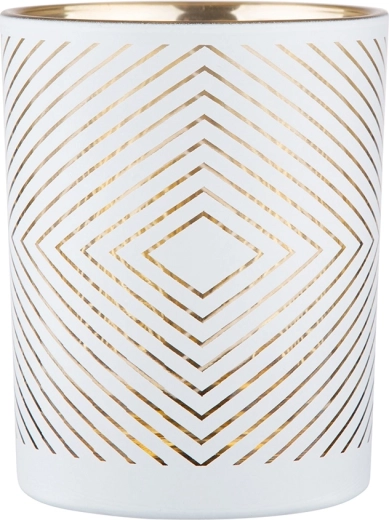 Glazen kaarshouder wit met gouden binnenkant 10 × 12,5 cm, geometrisch