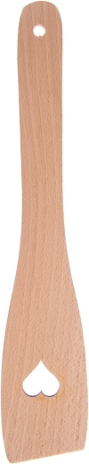 Houten rechte spatel 30 cm met hartmotief