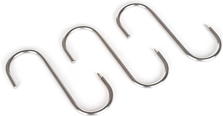 RVS haak voor rookoven AKCENT 12 × 7,5 cm, diameter 5 mm (3 stuks)
