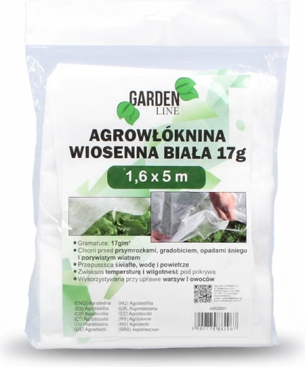 Tuin vliesdoek voorjaar wit 1,6 × 5 m, 17 g/m²