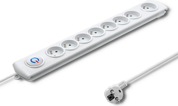 Overspanningsbeveiliging met 8 stopcontacten en 1,5 m kabel