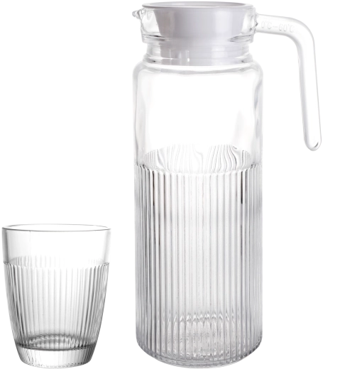 Set van 6 glazen van 250 ml en een kan van 1 l