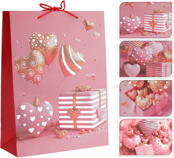 Cadeautas met hart 40 × 30 × 12 cm, mix van decoraties