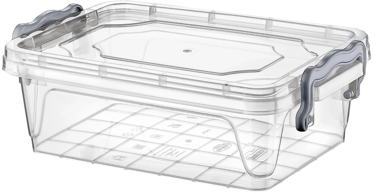Kunststof opbergbox 10 l met deksel en clips transparant