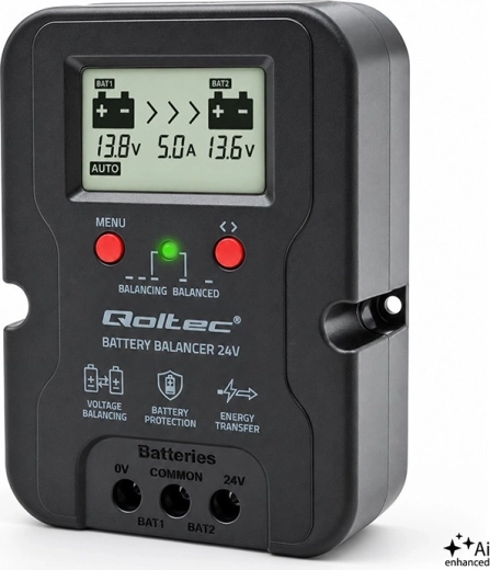 Spanningsbalancer 24 V voor 2× 12V-accu's 5 A AGM GEL LiFePO4