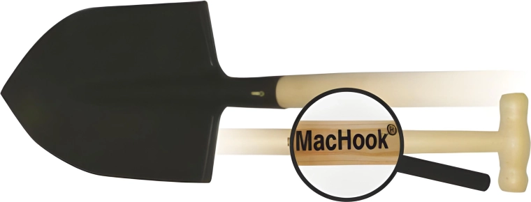 Spitse schop met houten T-greep MacHook 90 cm