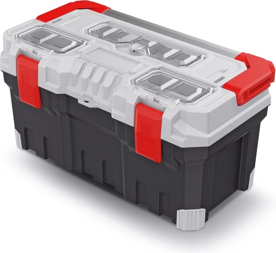 Gereedschapskoffer TITAN PLUS met metalen handgreep, 554 × 286 × 276 mm, grijs