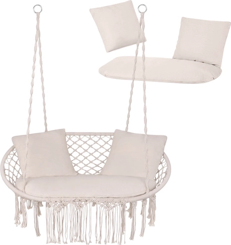 Crèmekleurige kussens voor dubbele hangstoel ‘ooievaarsnest’ GARDLOV