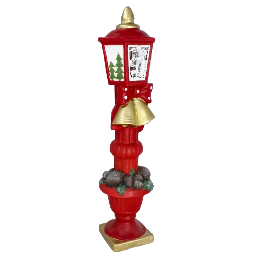 Kerstdecoratie lantaarn met strik en LED-verlichting 70 cm - 1 stuk