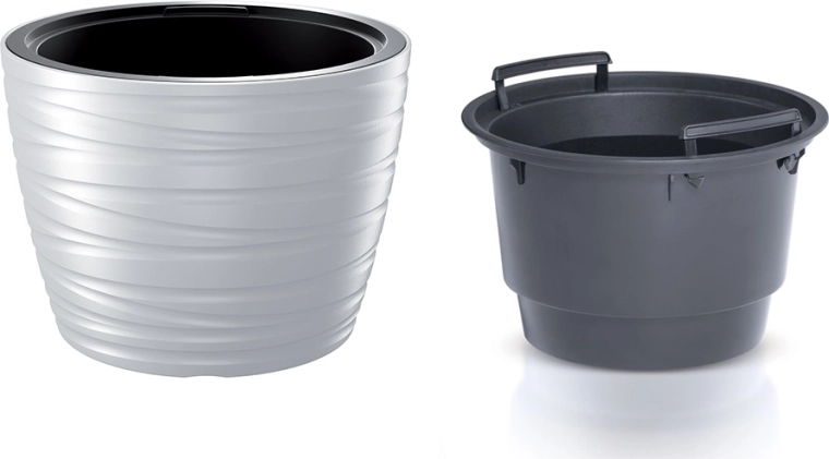 Lage bloempot Maze met binneninzet 47,5 cm – wit