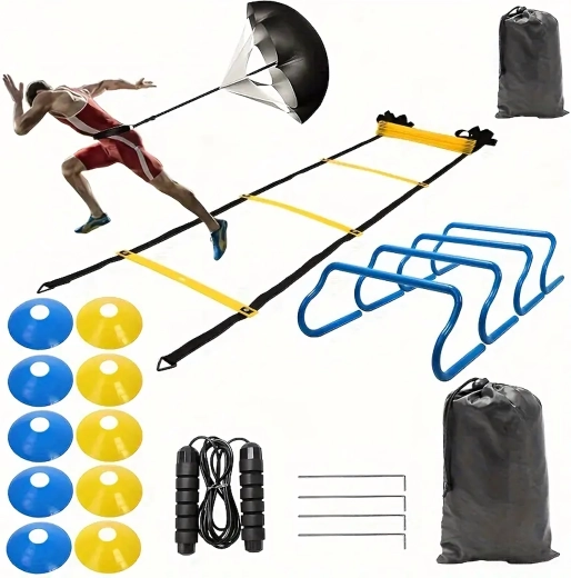 Grote trainingsset – coördinatieladder, pionnen en mini-hindernissen XXL