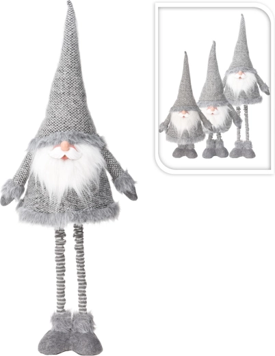 Kerstdecoratie Santa met telescopische benen, zilver/grijs - 1 stuk