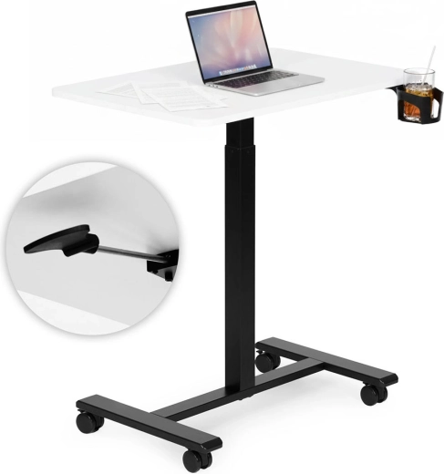 Mobiele in hoogte verstelbare laptoptafel ModernHome 70 × 48 cm wit