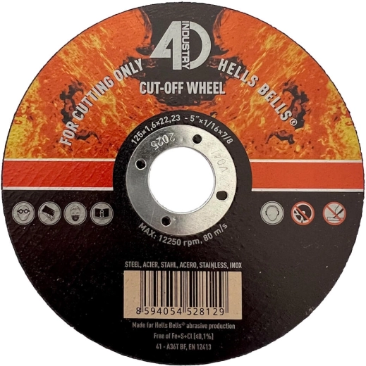 Snijschijf voor staal en roestvrij staal 125 × 1,6 × 22,2 mm