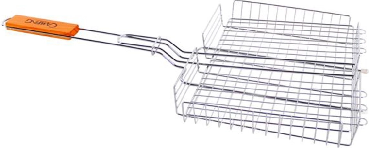 Diepe grillrooster Camping 31 × 24 cm met verstelbare hoogte