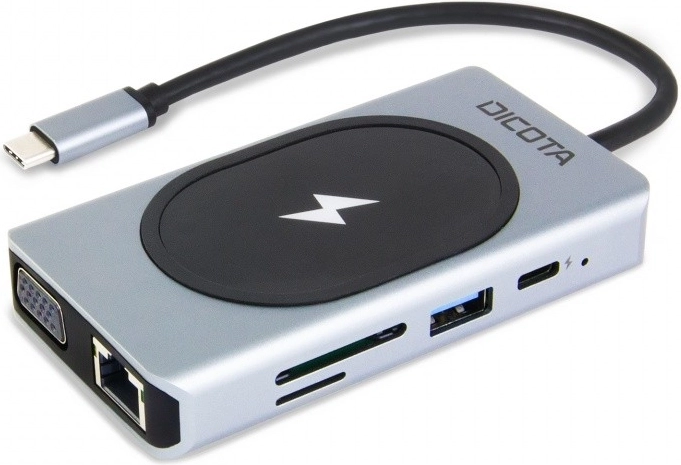 DICOTA USB‑C 10-in-1 hub met draadloos opladen, 4K en PD 100 W