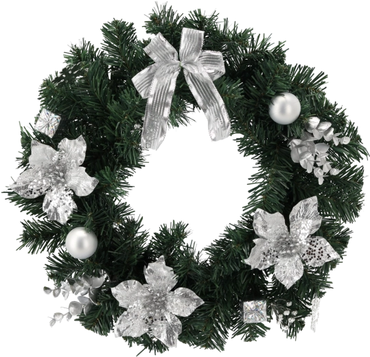 Zilveren kerstkrans 40 cm