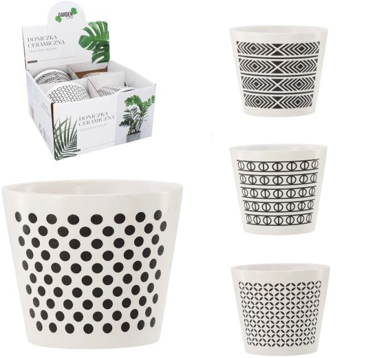 Keramische bloempot 12 × 12 × 10,5 cm – mix van patronen