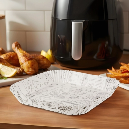 Bewello bakpapier voor heteluchtfriteuse, vierkant, 23 cm, 50 stuks