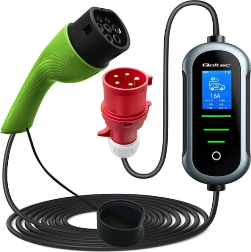 Qoltec mobiele lader voor elektrische auto’s en plug-in hybrides 7 kW 230 V CEE 32A Wi-Fi Tuya LCD 5 m