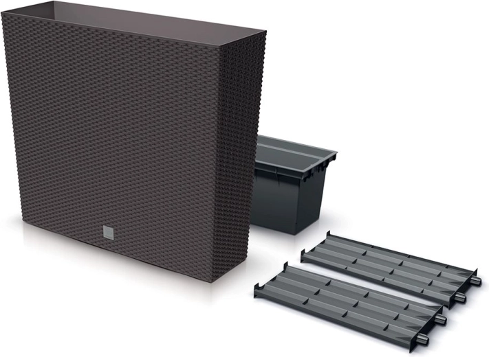 Hoge plantenbak Rato Case met uitneembare inzet, umber, 77 cm