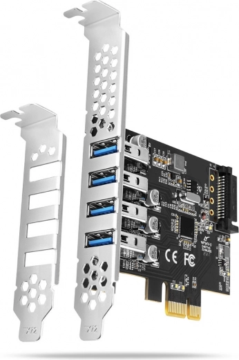 PCIe USB 3.2 Gen 1-controller met 4 poorten, UASP, Renesas-chipset, SATA-voeding