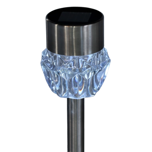 Zonnelamp voor de tuin INES 7 × 7 × 33,5 cm, koud wit, zilver