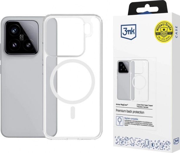 Transparante magnetische Armor MagCase hoes voor Xiaomi 15 Pro met MagSafe-ondersteuning