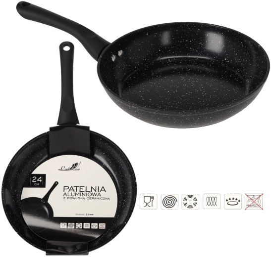 Aluminium koekenpan 24 cm met keramische coating voor inductie