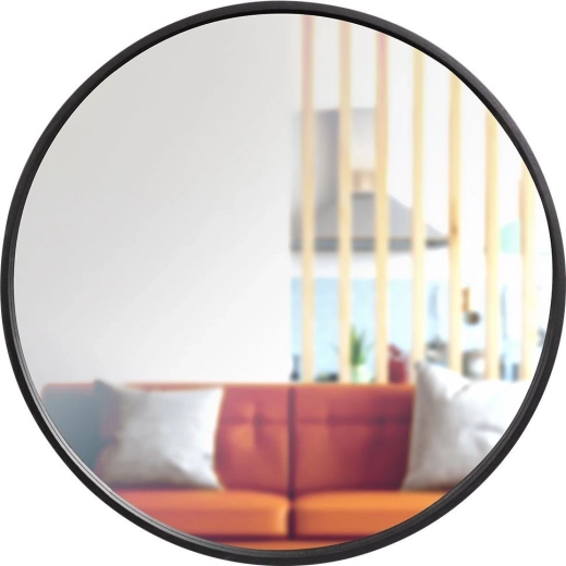 Ronde wandspiegel met zwart houten frame 50 cm