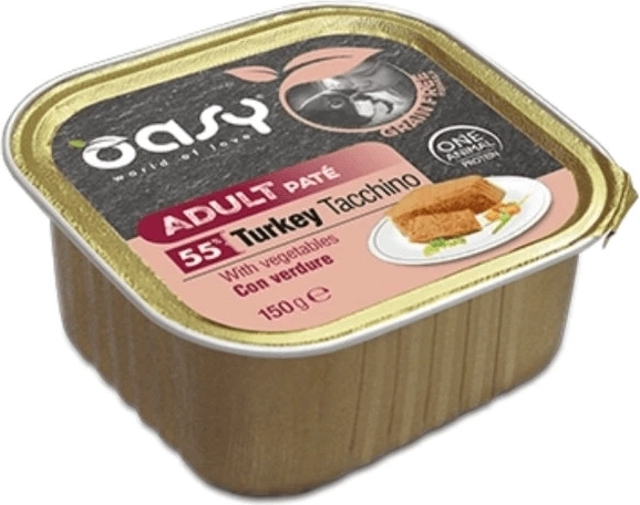 Oasy paté graanvrij voor volwassen honden kalkoen met groenten 150 g