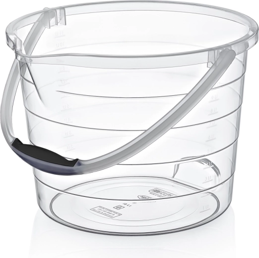 Transparante plastic emmer 10 l met maatverdeling en schenktuit