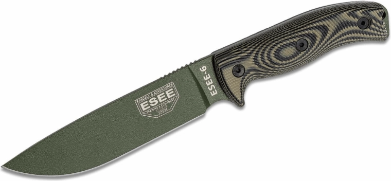 ESEE 6 OD Groen/Zwart – universeel outdoor mes 16,5 cm met schede