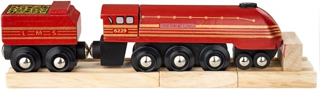 Houten locomotief Duchess of Hamilton met rails BIGJIGS RAIL