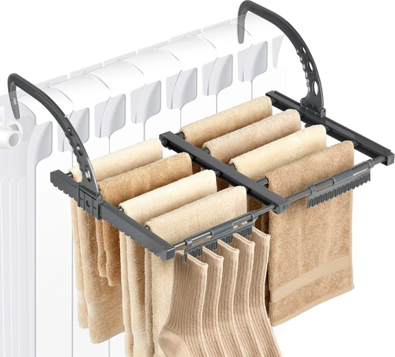 Vilde uitschuifbaar droogrek voor radiator, metaal, grijs, 32,5–60 × 35 cm
