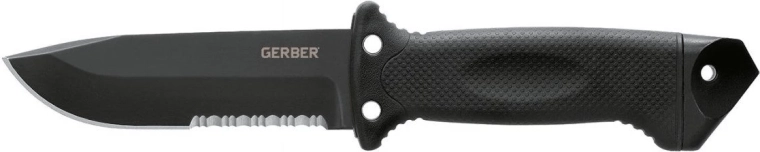 Gerber LMF II Infantry tactisch mes 12,5 cm, zwart met GFN rubberen handgreep en nylon foedraal