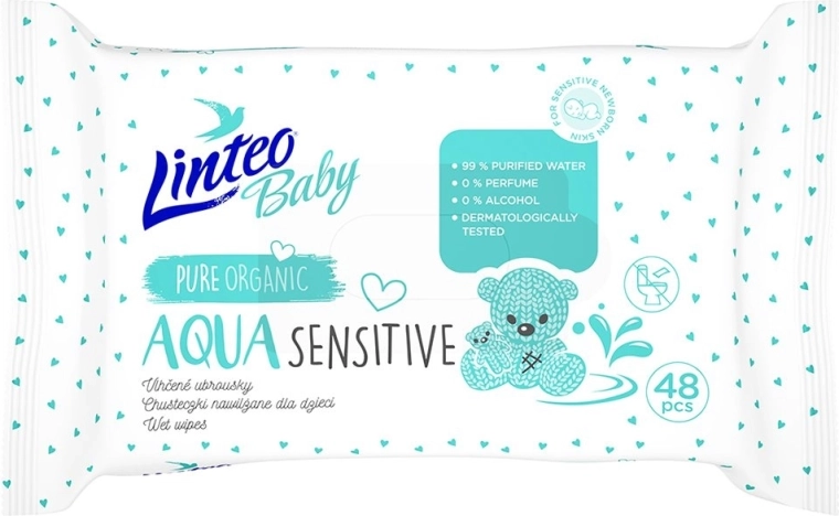 Linteo baby aqua sensitive baby vochtige doekjes 48 stuks