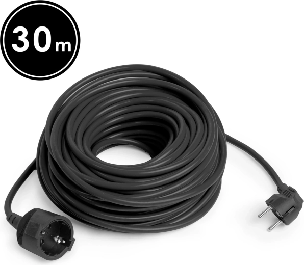 Zwarte Schuko-verlengkabel 30 m