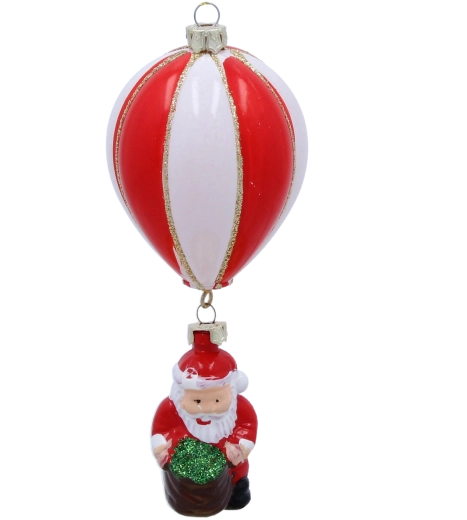 Kerstversiering Ballon met Kerstman 6 cm, set van 12 stuks