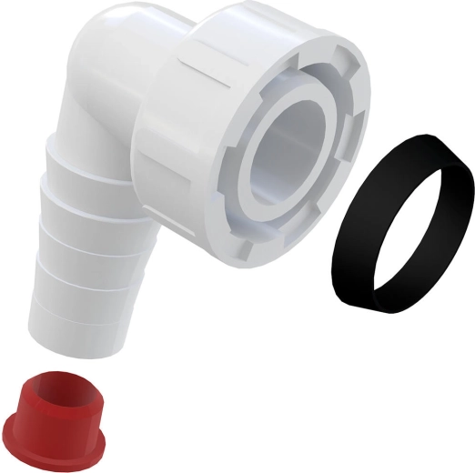 Complete bocht G1" voor aansluiting van wasmachine/vaatwasser op sifon (17–23 mm)