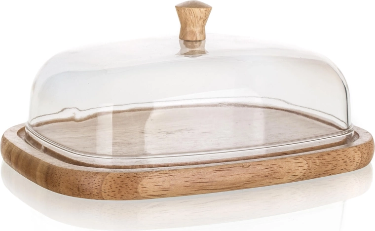 Botervloot BRILLANTE met houten dienblad en acryl stolp 17,4 × 12,4 × 6,2 cm