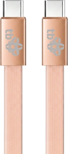 Platte siliconen USB-C-naar-USB-C-kabel van 1 m, perzikkleurig