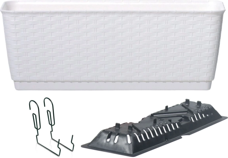 Hangende bloembak Ratolla PW 49,2 cm wit met schotel