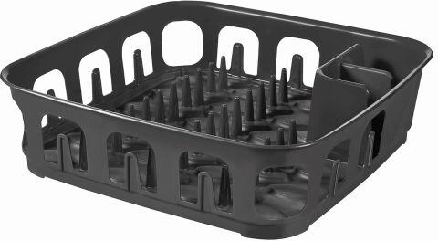 Vierkante afdruiprek voor vaat 39 × 39 × 10 cm, donkergrijs plastic