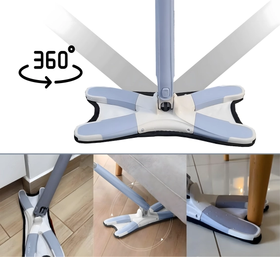 Platte zelfwringende mop Twist Vlinder met draaibare kop en reservehoes