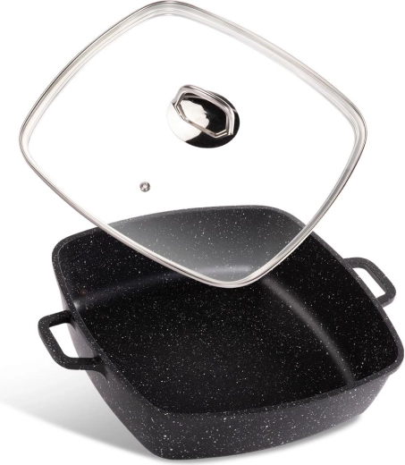 Lamart braadpan met deksel Cast 28 × 28 cm zwart